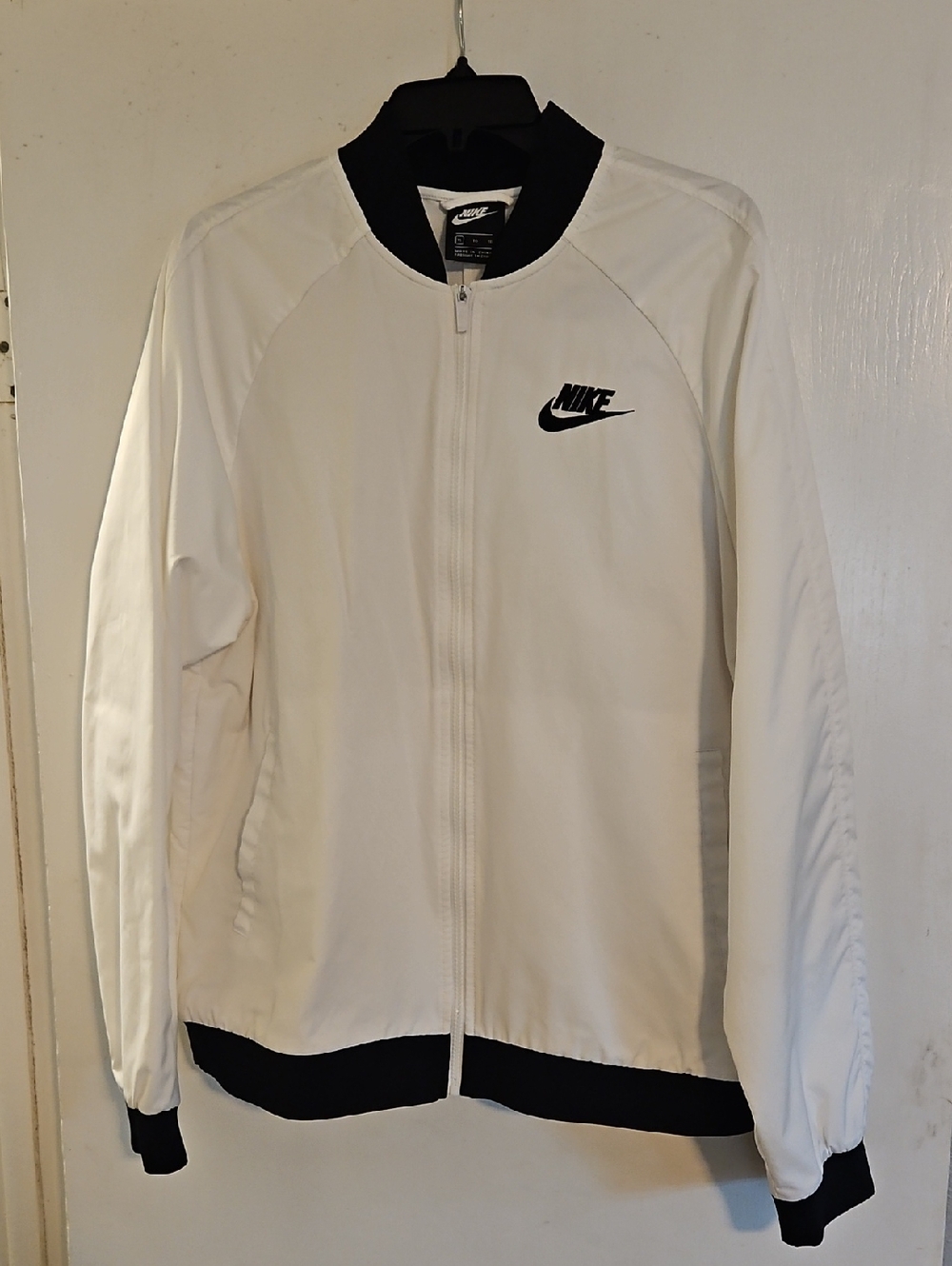 Nike White Bomber Jacket with Black Trim